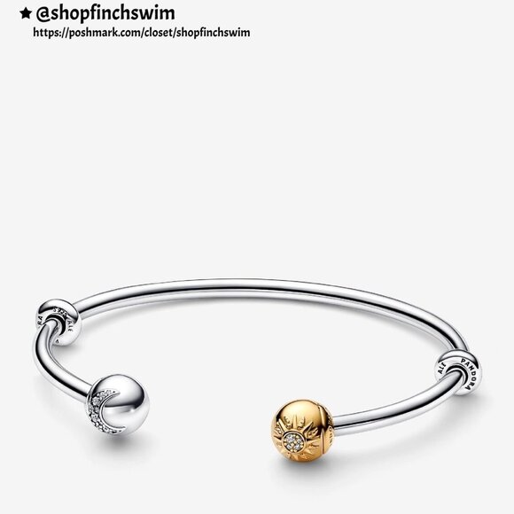 Pandora Planet Earth and Two-tone Sun & Moon Bracelet Set - Picture 2 of 3